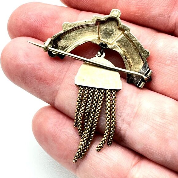 Antique Victorian Brooch Pin 10K Yellow Gold Fringe Pendant Design 3.49 Grams - Picture 3 of 6
